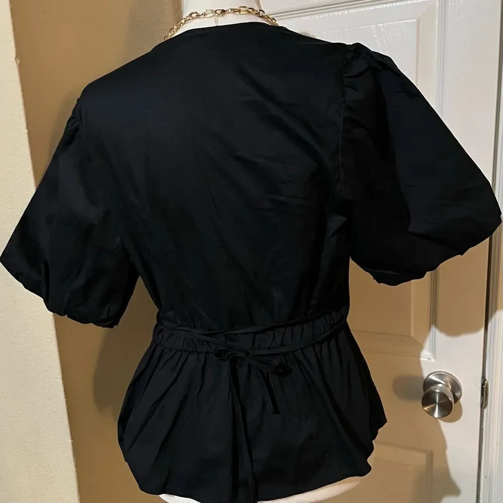 Old Navy Ladies Puff Sleeves Back Tie Blouse Size Medium